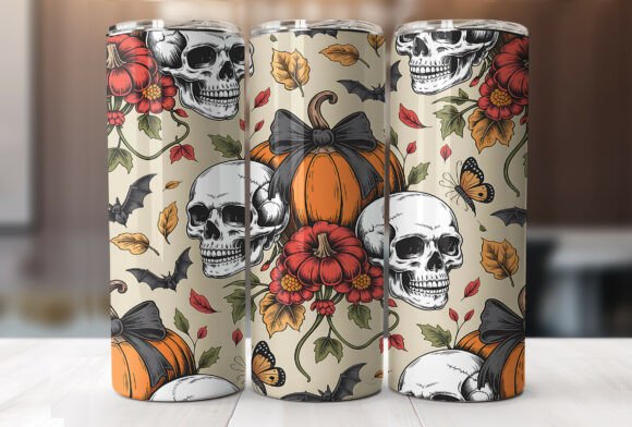 Floral Halloween Skull 20oz Tumbler Wrap