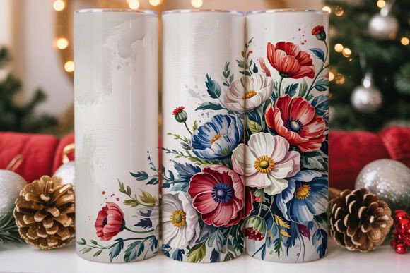Red, White Blue Floral 20oz Tumbler Review